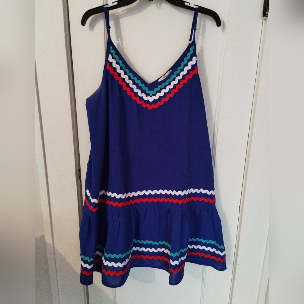Blue Dress with multi trim